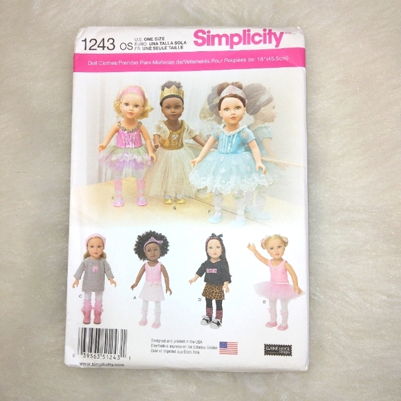 Simplicity 1243 Dance Outfits for 18" dolls like American Girl Doll AGD - Picture 1 of 5